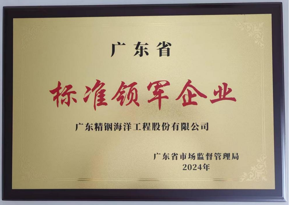 全省首批！精銦海工獲評“廣東省標準領軍企業(yè)”榮譽稱號